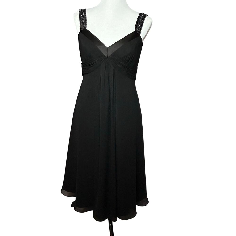 David's Bridal Dress Black Women 4 Shiny Beads Sleeveless Knee Length Wedding